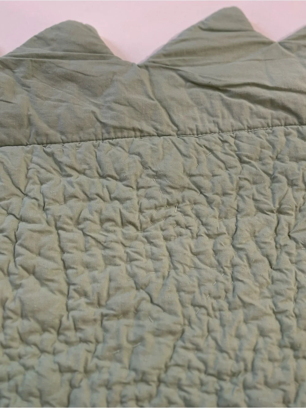 Soft Surroundings Velvet Cotton Quilt Sage Green Throw